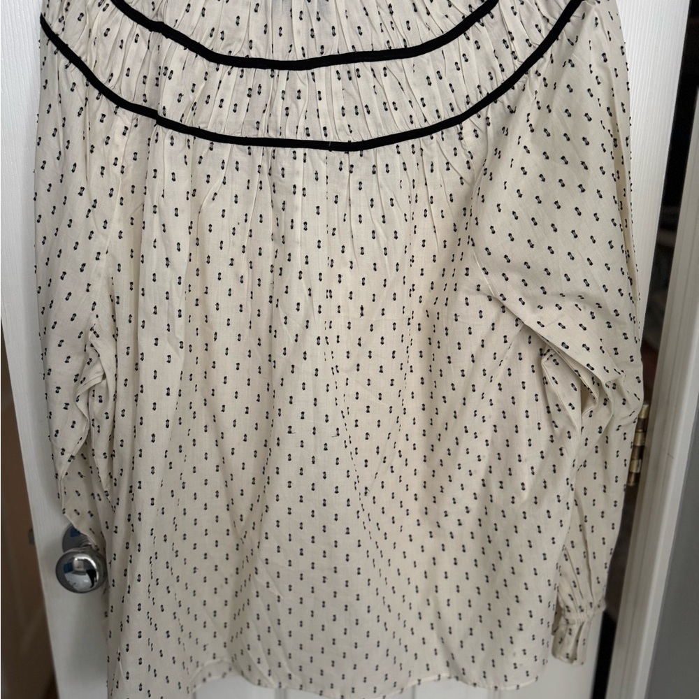 Lane Bryant Cream Blouse with Black Details - Picture 6 of 9
